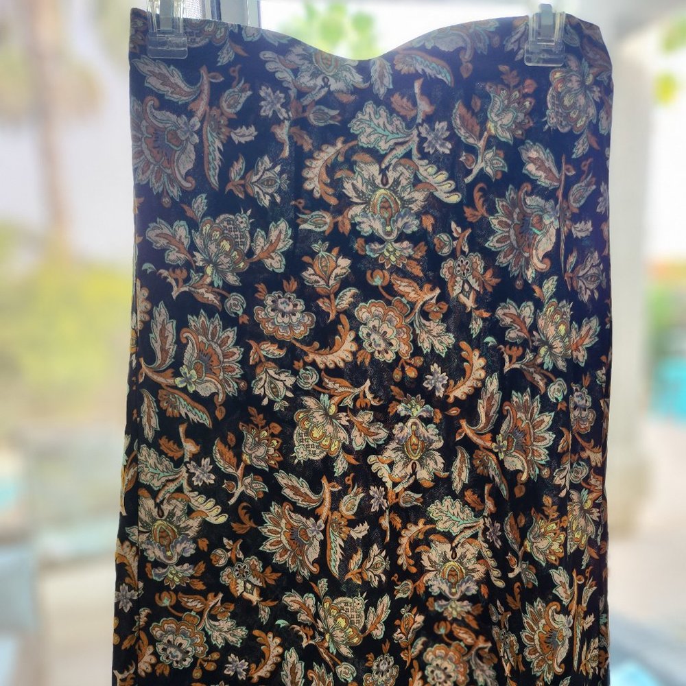Green and Gold floral pattern skirt